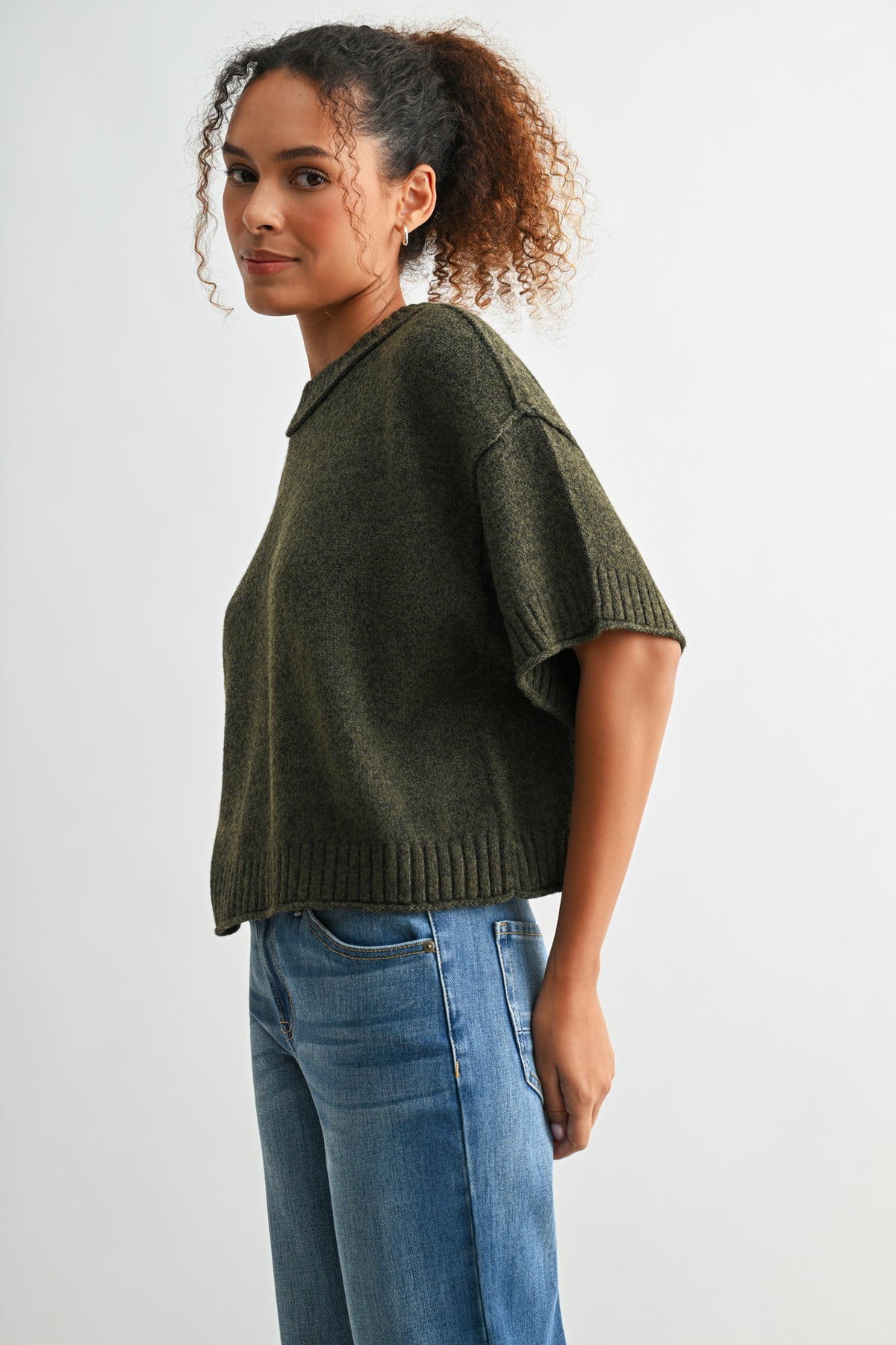 Olive Plus-Size Broome Crop Sweater