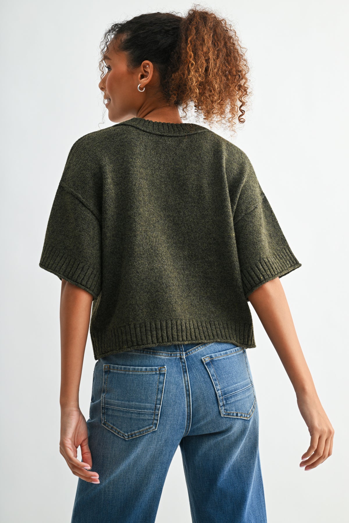 Olive Petite Broome Crop Sweater