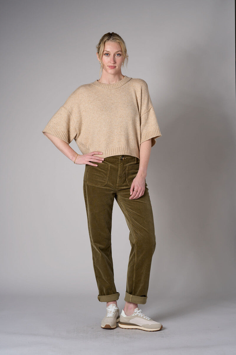 Khaki cropped broome sweater