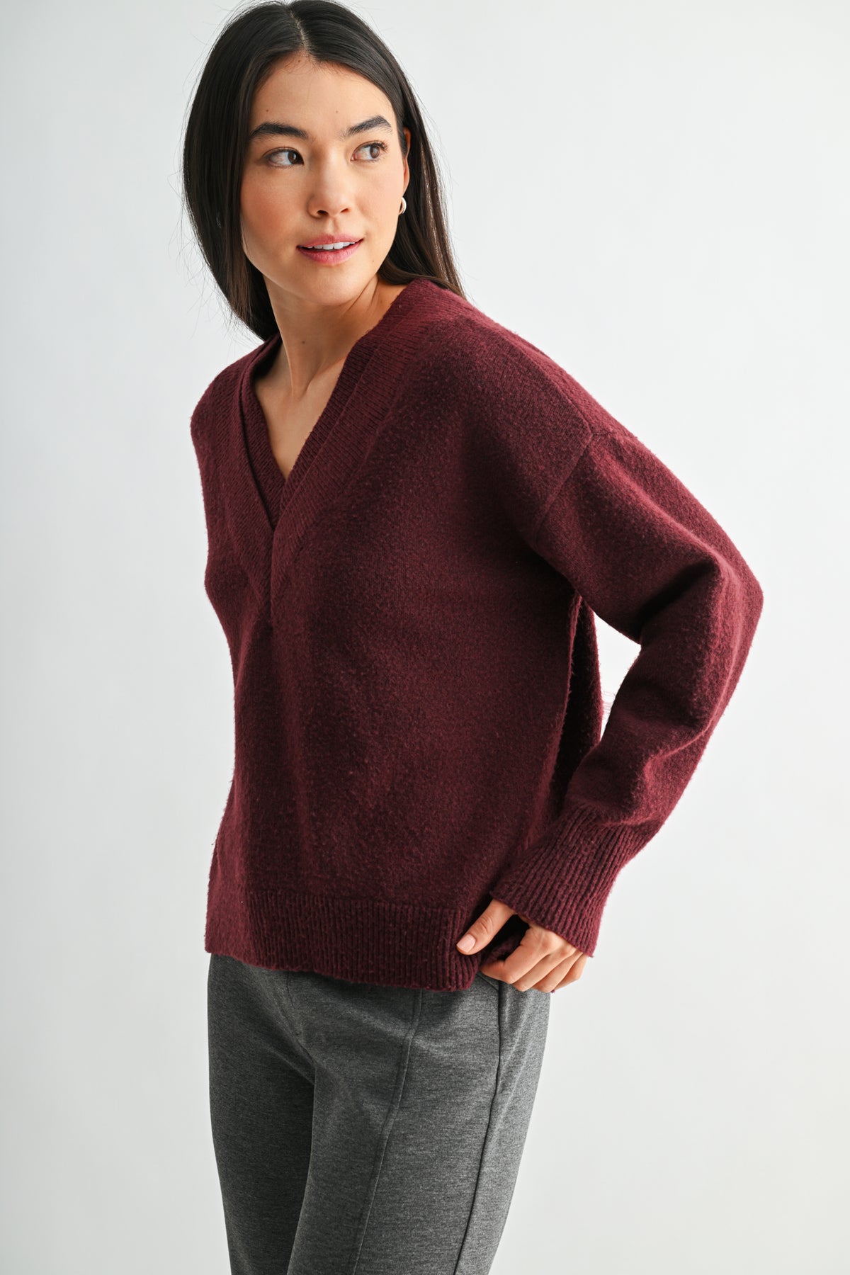 Burgundy Long Sleeve Sweater
