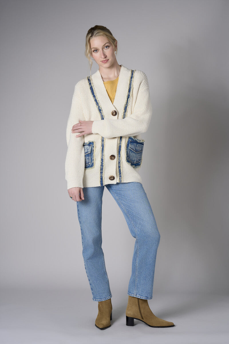 Discover the allure of 'Bone White' in our top-selling Boyfriend Cardigan.