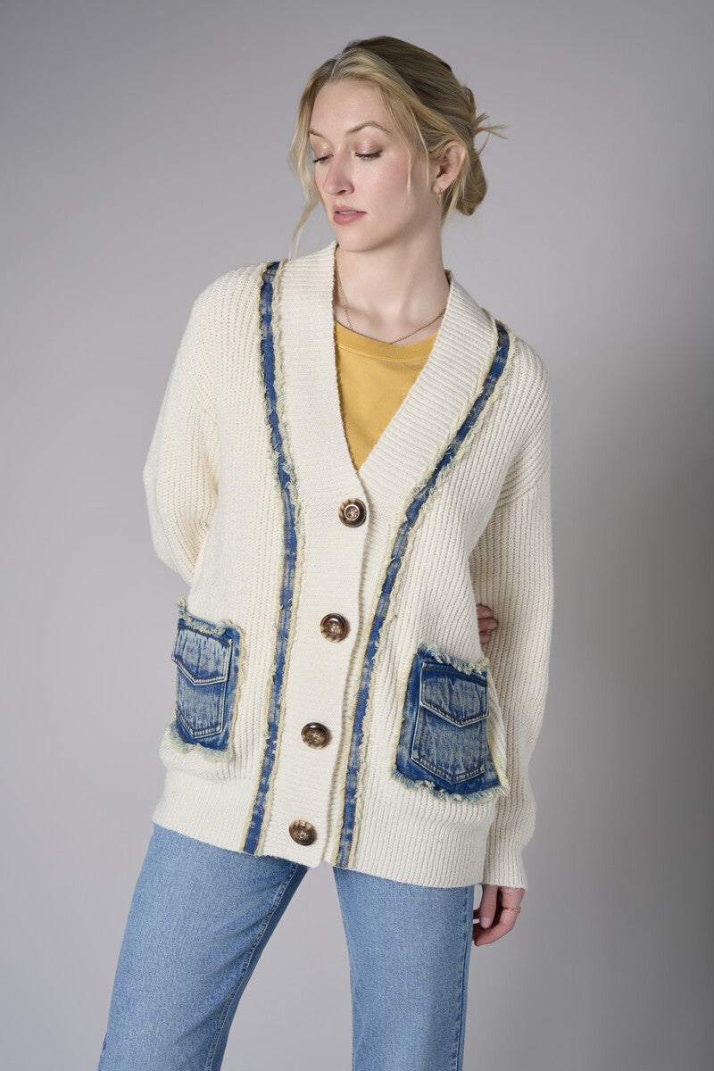 Discover the allure of 'Bone White' in our top-selling Boyfriend Cardigan.