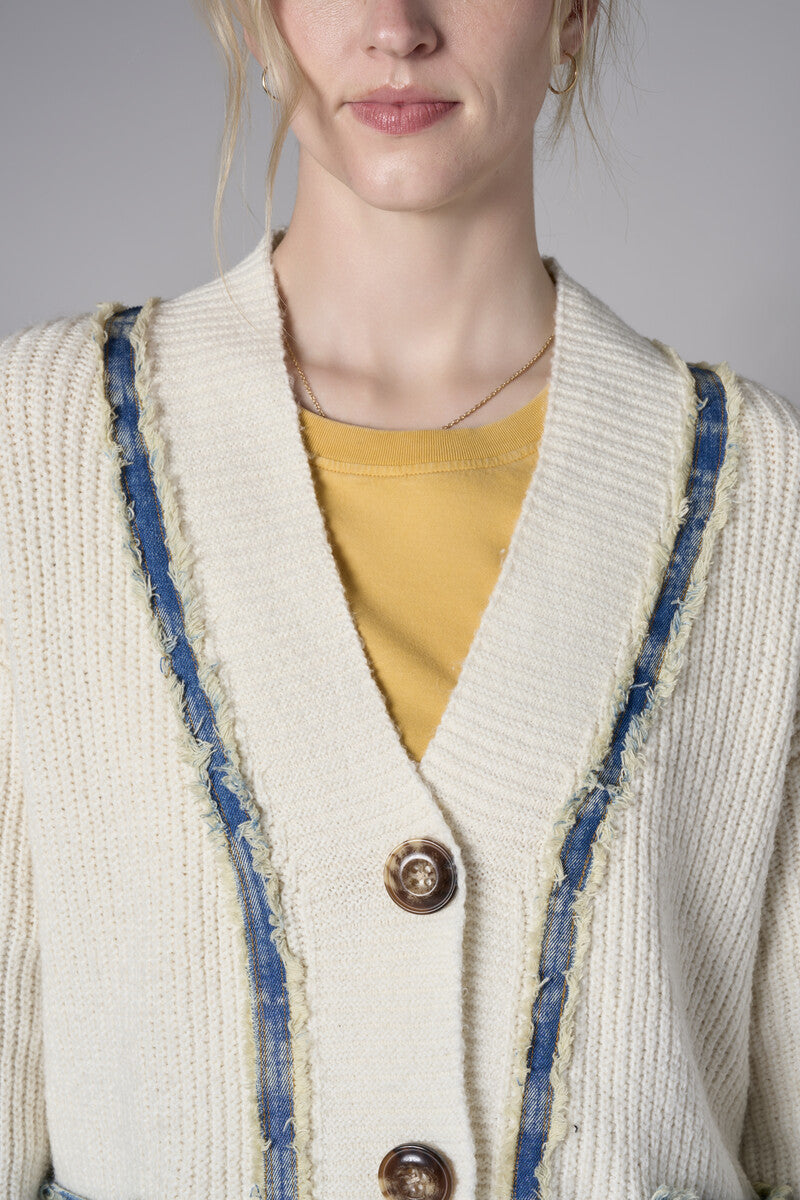 Discover the allure of 'Bone White' in our top-selling Boyfriend Cardigan.