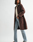 Brown Denim Collar Cardigan