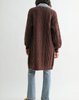 Brown Denim Collar Cardigan