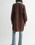 Brown Denim Collar Cardigan