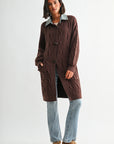 Brown Denim Collar Cardigan