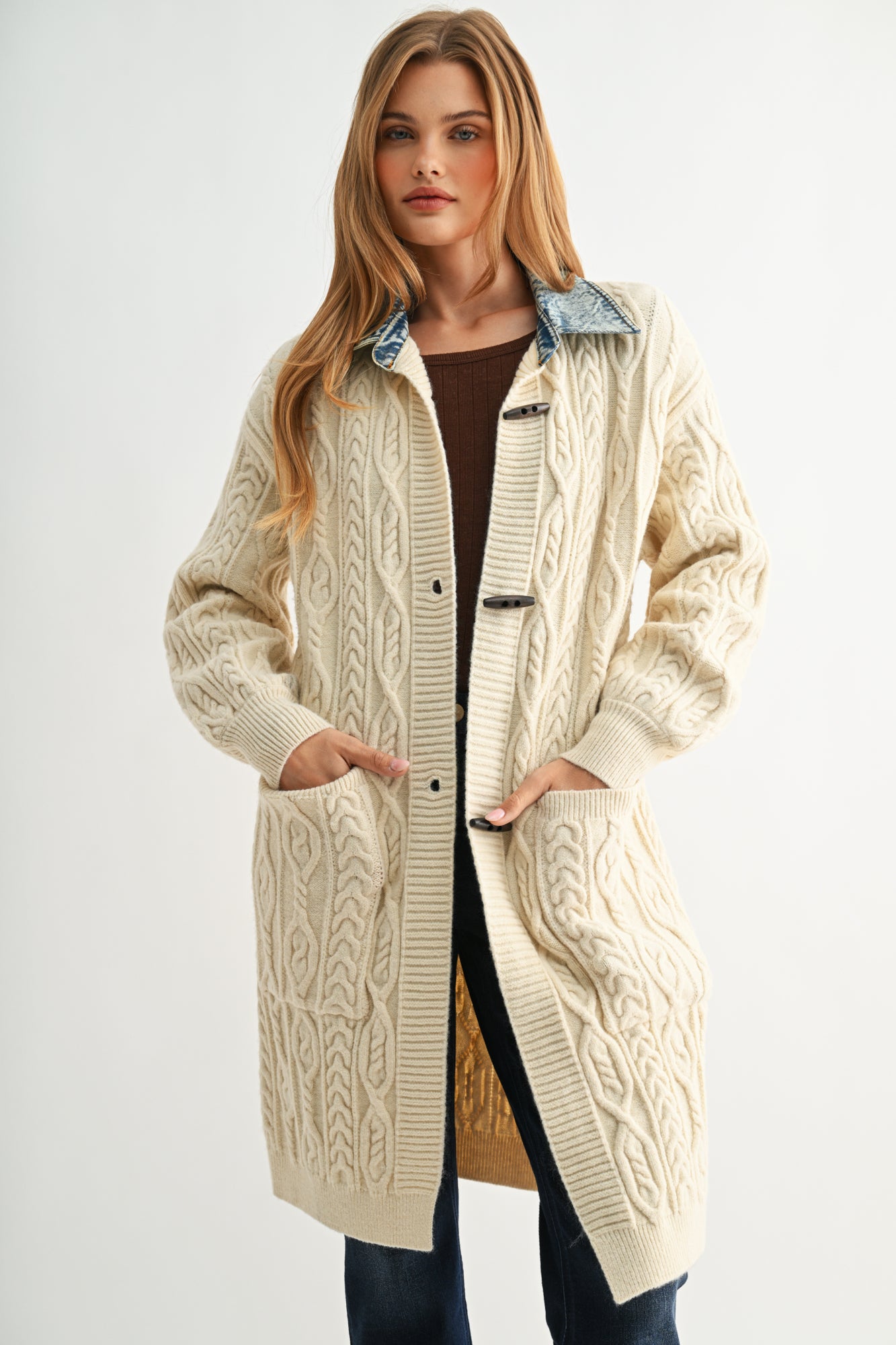 Parchment Denim Collar Cardigan