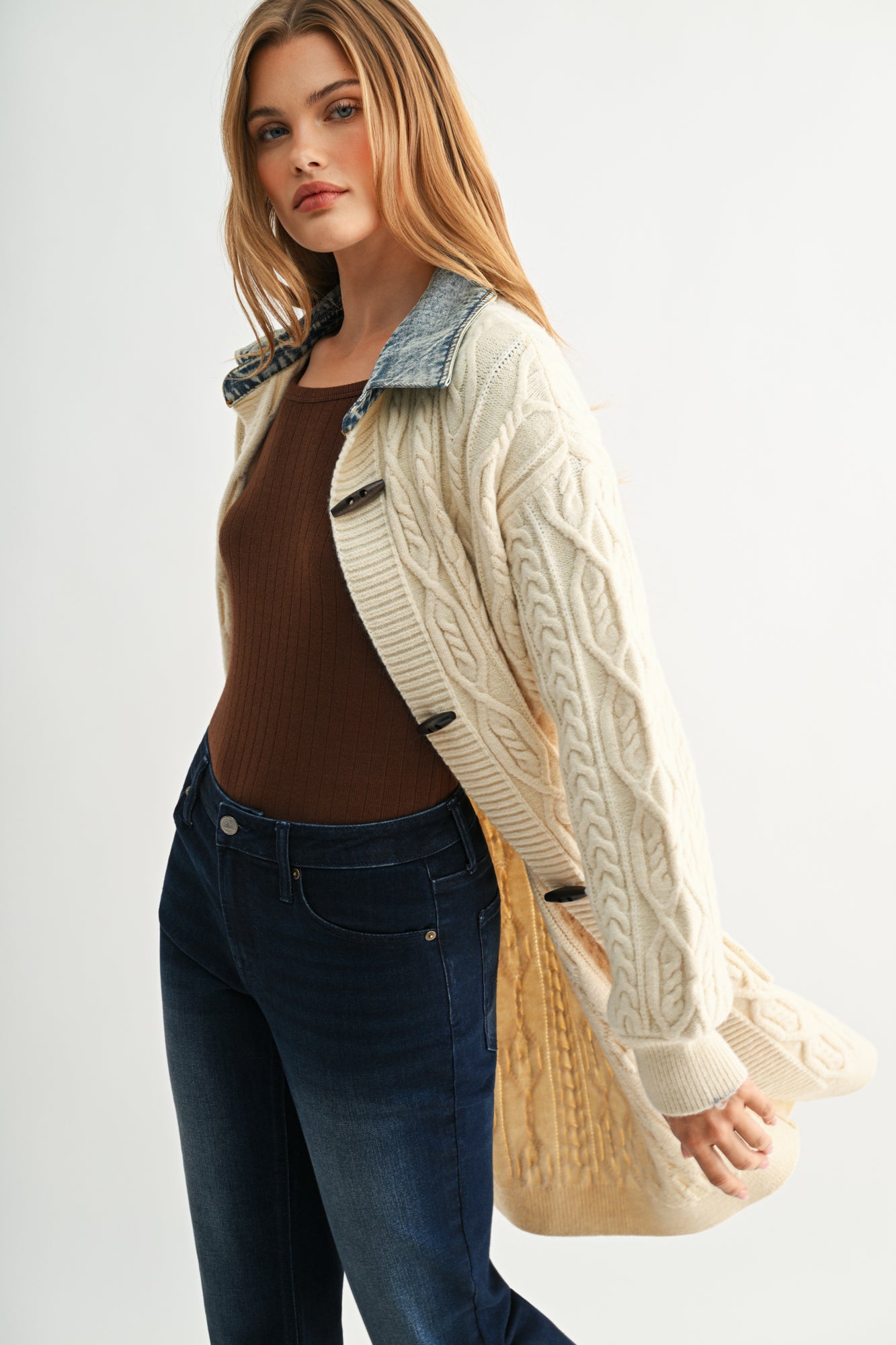 Parchment Denim Collar Cardigan