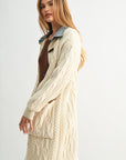 Parchment Plus-Size Denim Collar Cardigan