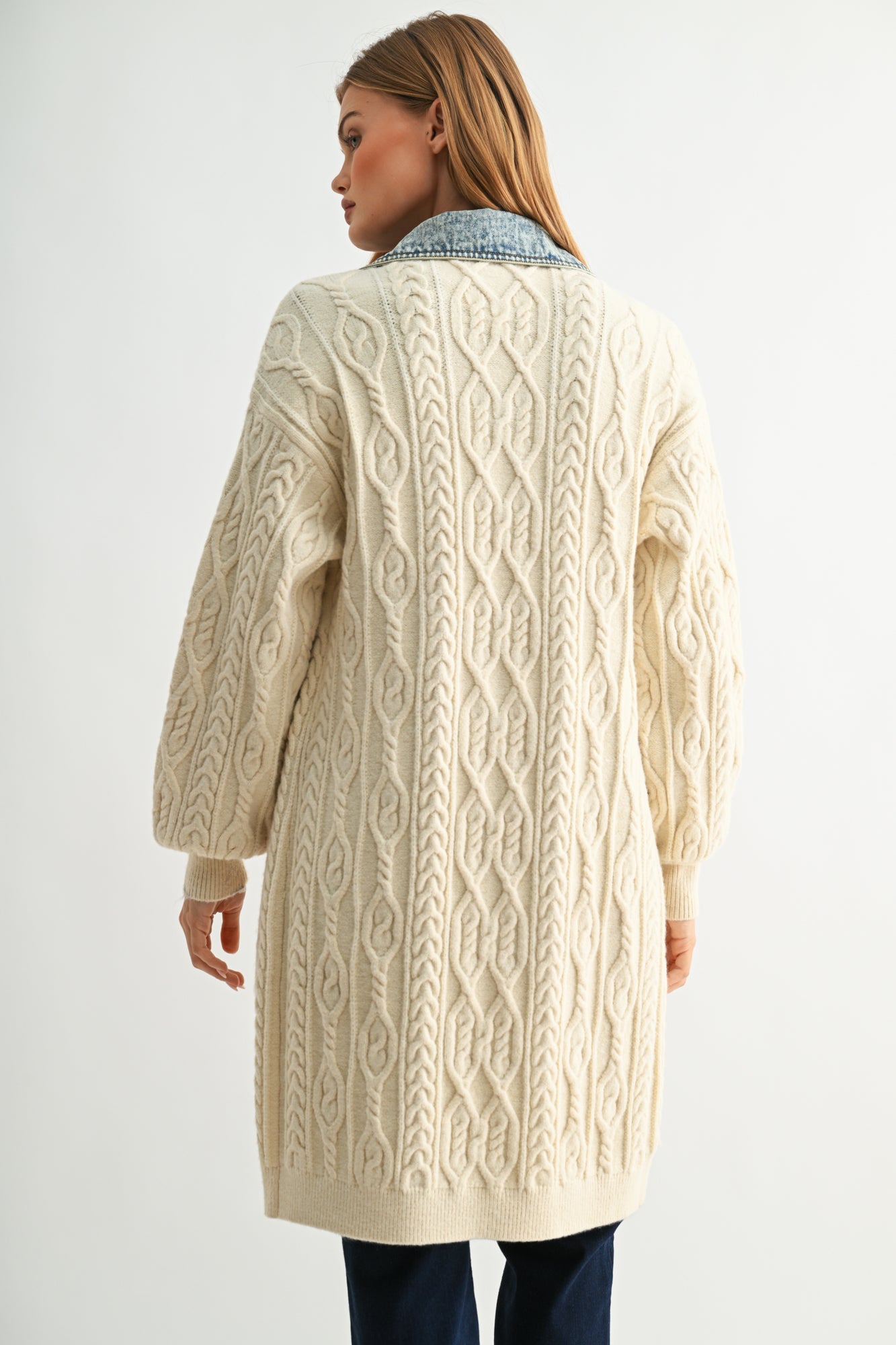 Parchment Denim Collar Cardigan