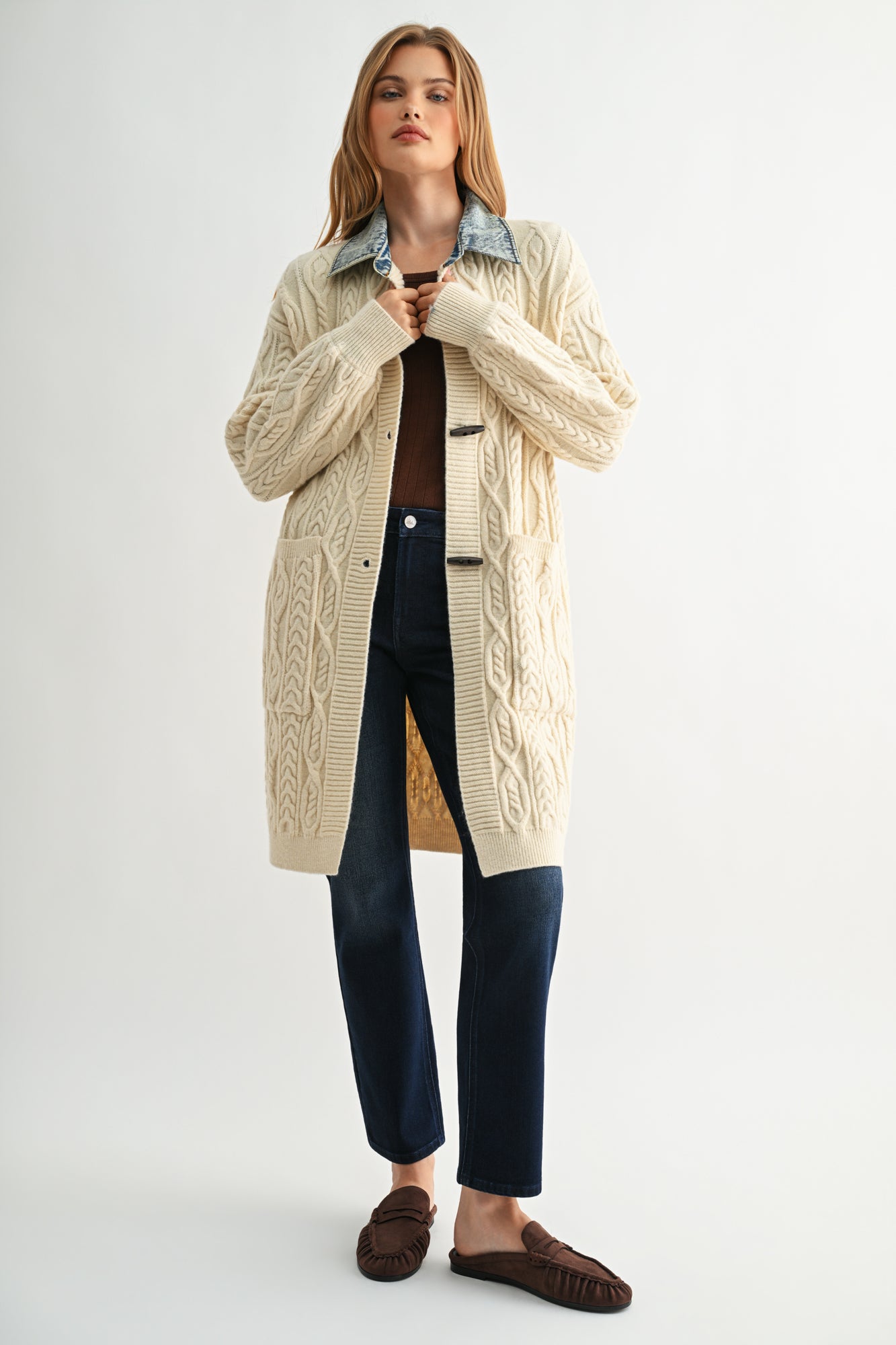 Parchment Denim Collar Cardigan
