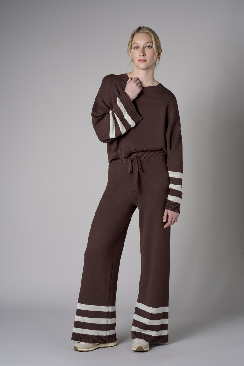 Inject your wardrobe with the vivid 'Earth' Striped Sleeve Sweater.