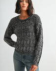 Black Crew Neck Distressed Sweater