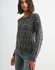 Black Crew Neck Distressed Sweater