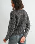 Black Crew Neck Distressed Sweater