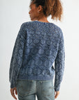 Indigo Crew Neck Distressed Sweater