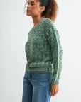 Olive Crew Neck Distressed Sweater