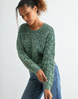Olive Crew Neck Distressed Sweater
