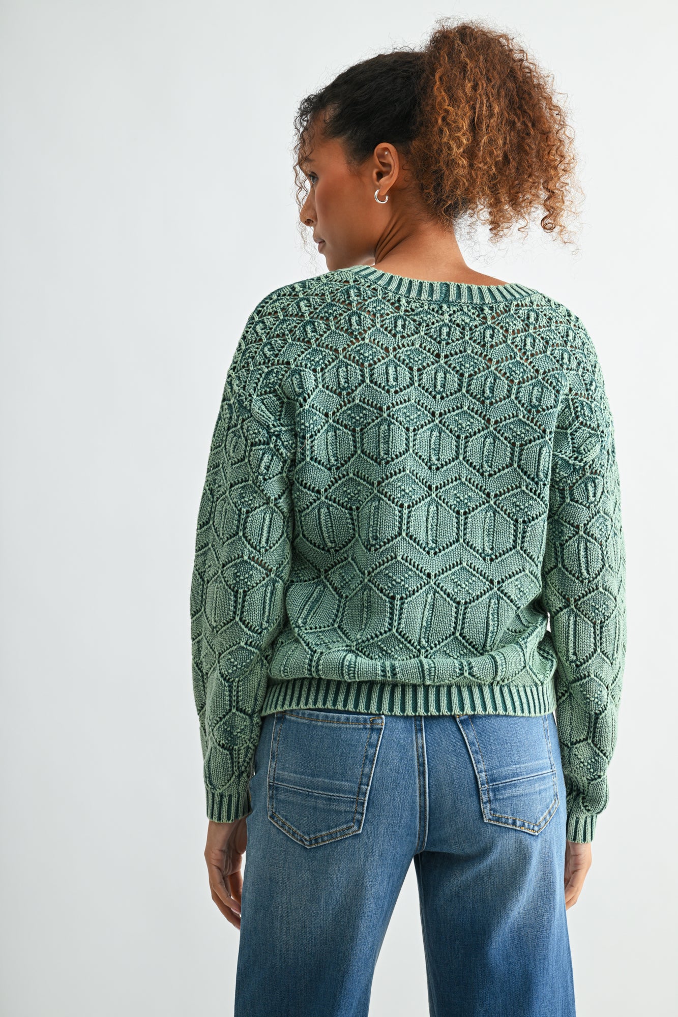 Olive Crew Neck Distressed Sweater