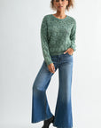 Olive Crew Neck Distressed Sweater