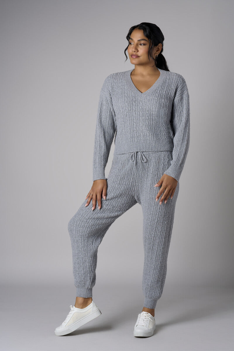 Add sophistication with the refreshing 'Gray' Cable Knit Sweater.