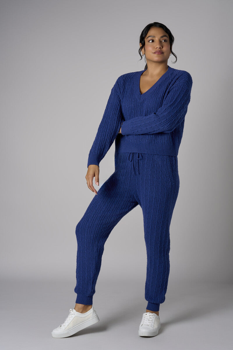 The perfect blend of style and color: 'Twilight' Cable Knit Sweater.