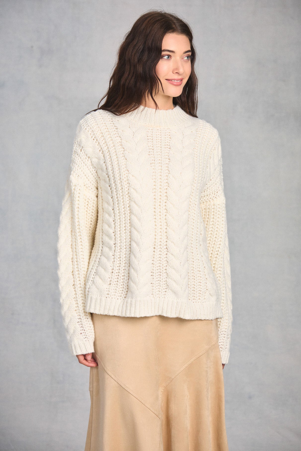 Cloud Long Sleeve Cable Knit Sweater