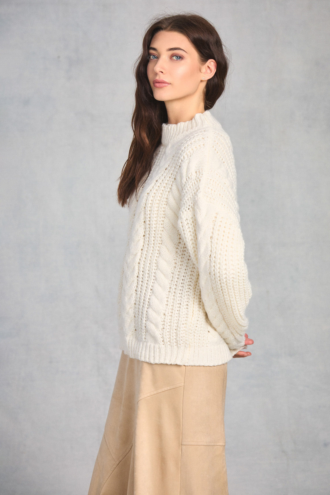 Cloud Long Sleeve Cable Knit Sweater