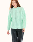 Mint Long Sleeve Cable Knit Sweater