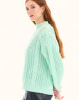 Mint Long Sleeve Cable Knit Sweater