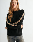 Black Long Sleeve Embroidered Sweater