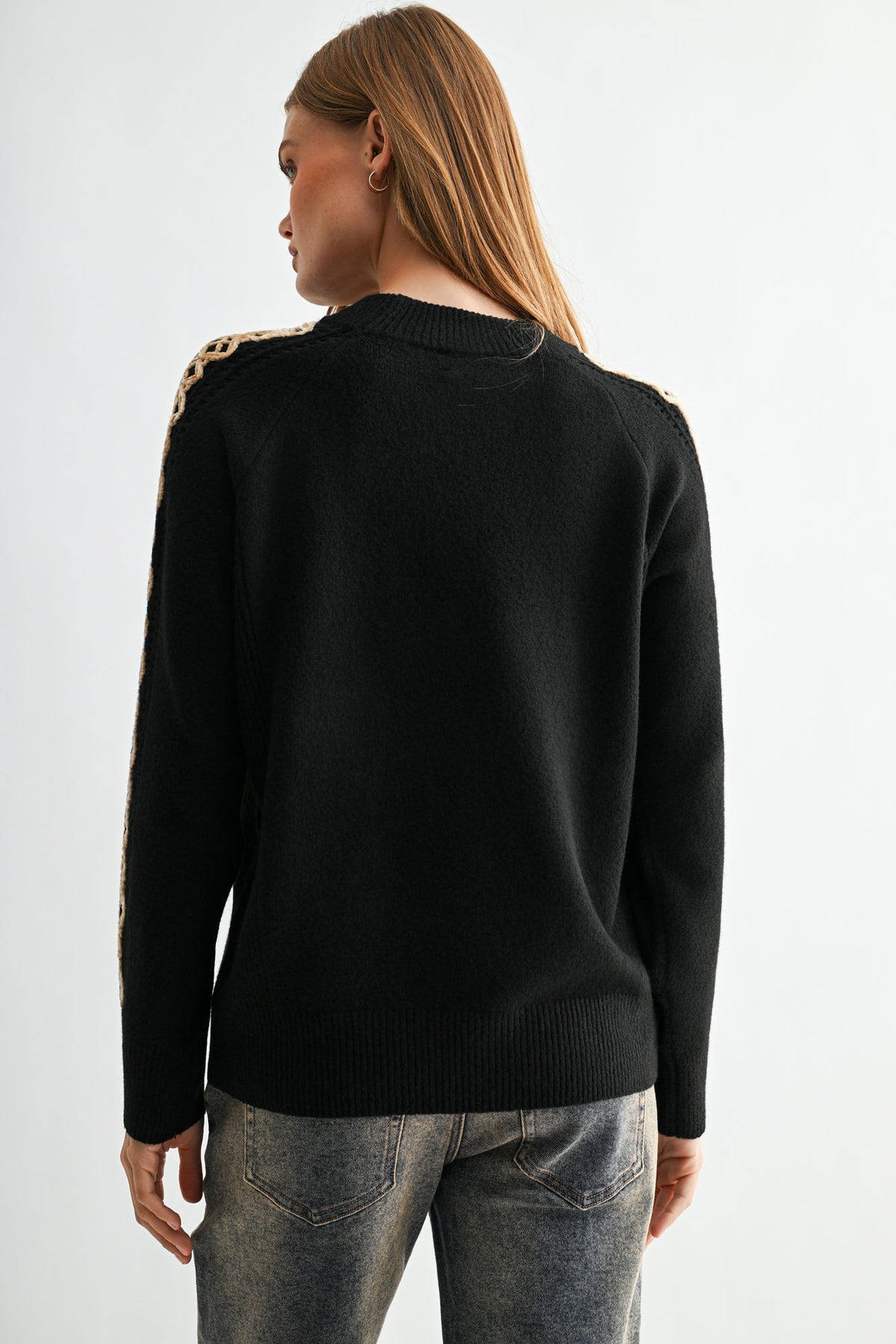 Black Long Sleeve Embroidered Sweater