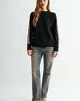 Black Long Sleeve Embroidered Sweater