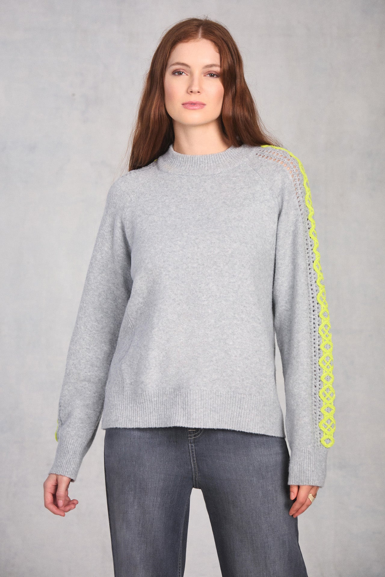Heather Grey Long Sleeve Embroidered Sweater