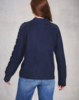 Midnight Long Sleeve Embroidered Sweater
