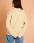 Oatmeal Long Sleeve Embroidered Sweater
