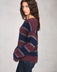 Plum Midnight Long Sleeve Boat Neck Sweater