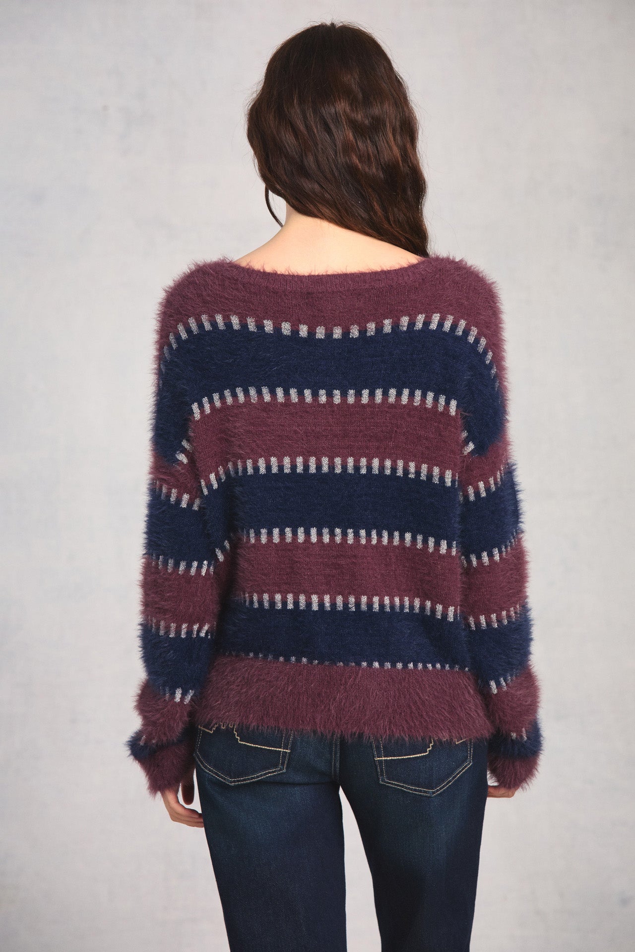 Plum Midnight Long Sleeve Boat Neck Sweater