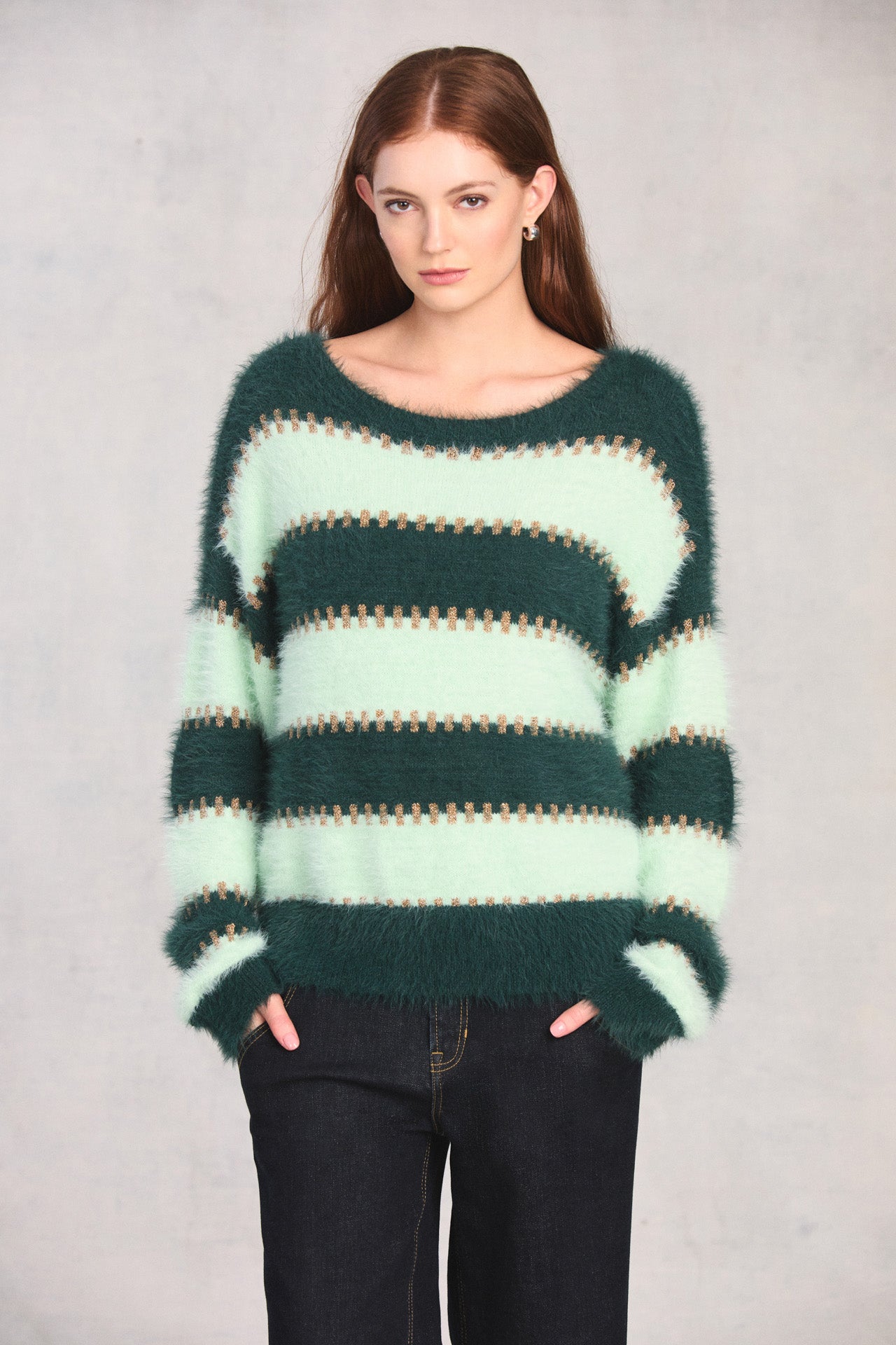 Spruce Mint Long Sleeve Boat Neck Sweater