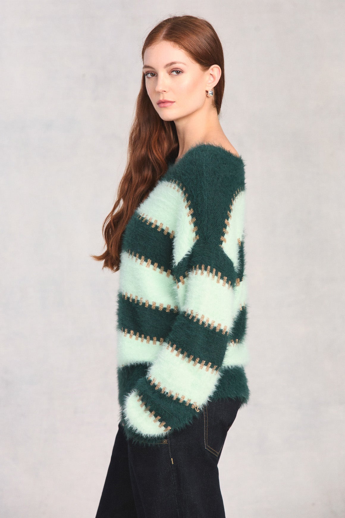 Spruce Mint Long Sleeve Boat Neck Sweater