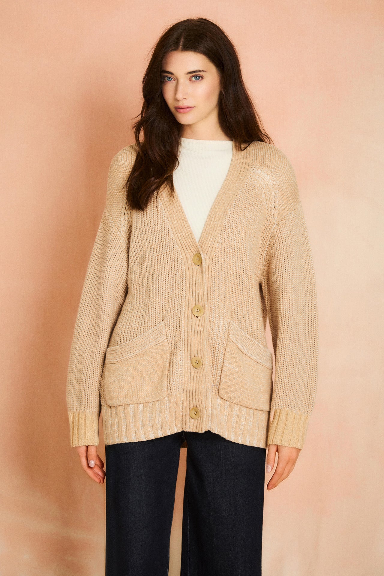 Champagne Long Sleeve Cardigan Sweater