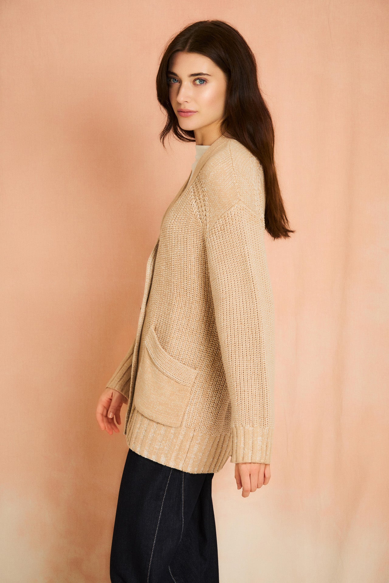 Champagne Long Sleeve Cardigan Sweater