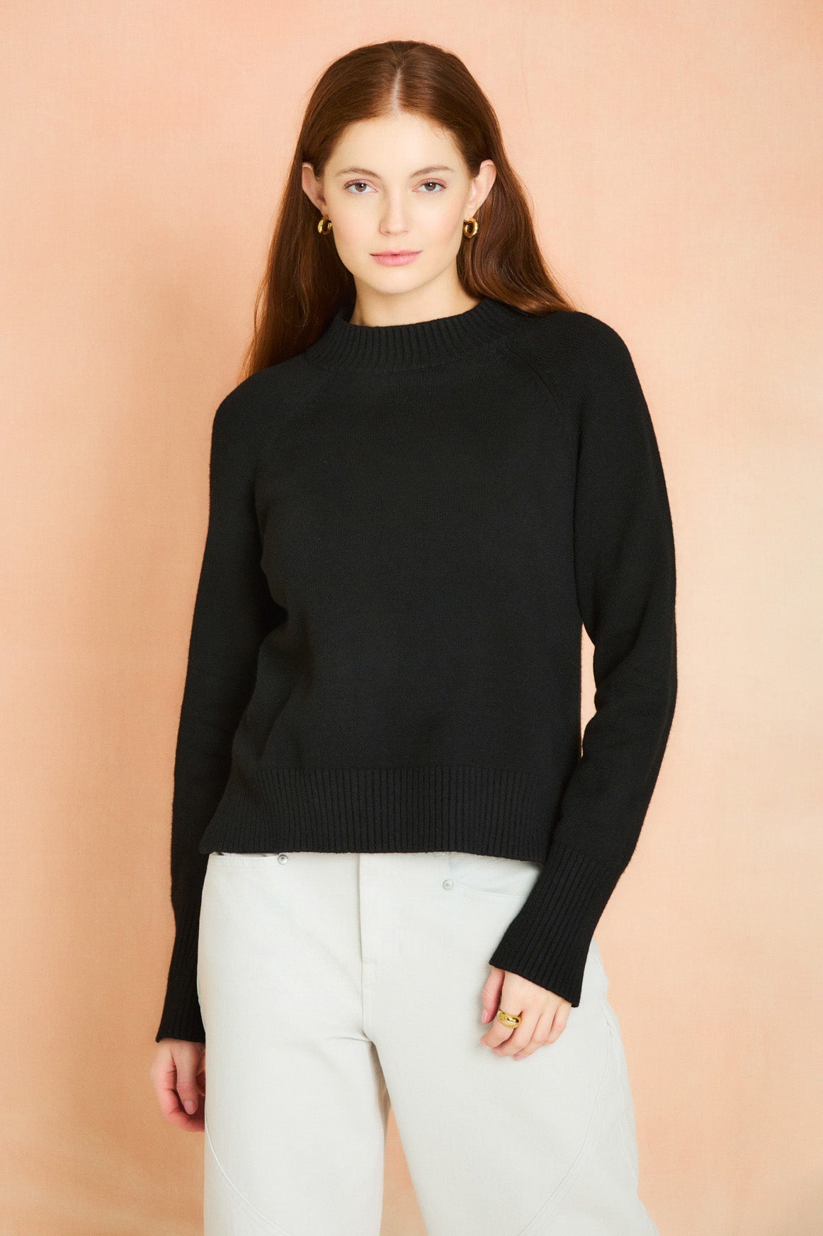 Black Long Sleeve Mock Neck Sweater