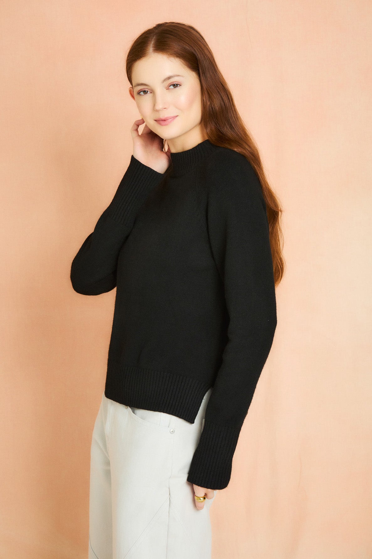 Black Long Sleeve Mock Neck Sweater