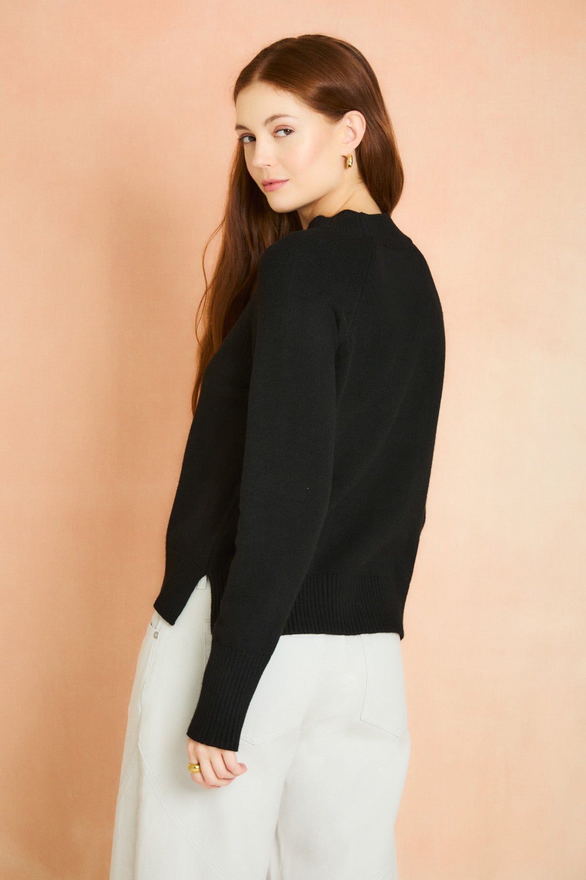 Black Long Sleeve Mock Neck Sweater