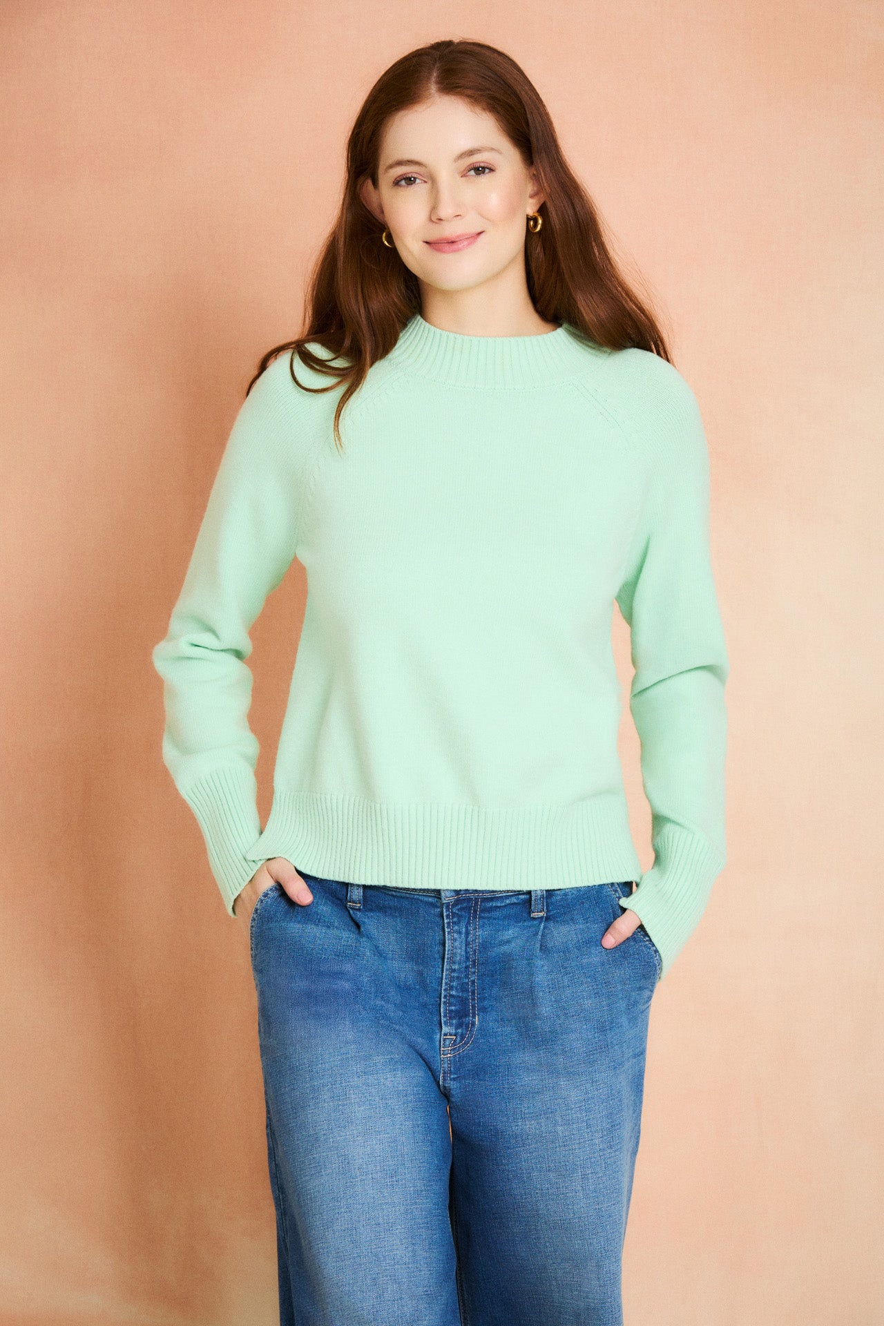 Mint Long Sleeve Mock Neck Sweater