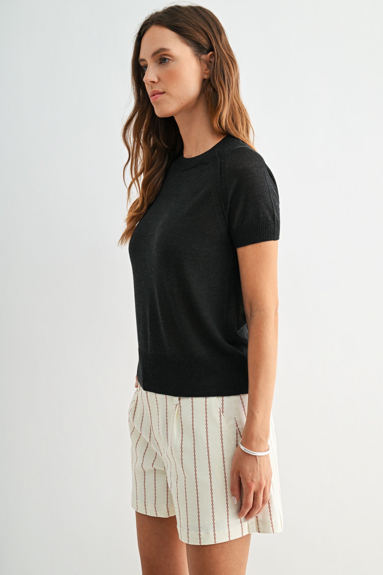 Black Short Sleeve Sweater