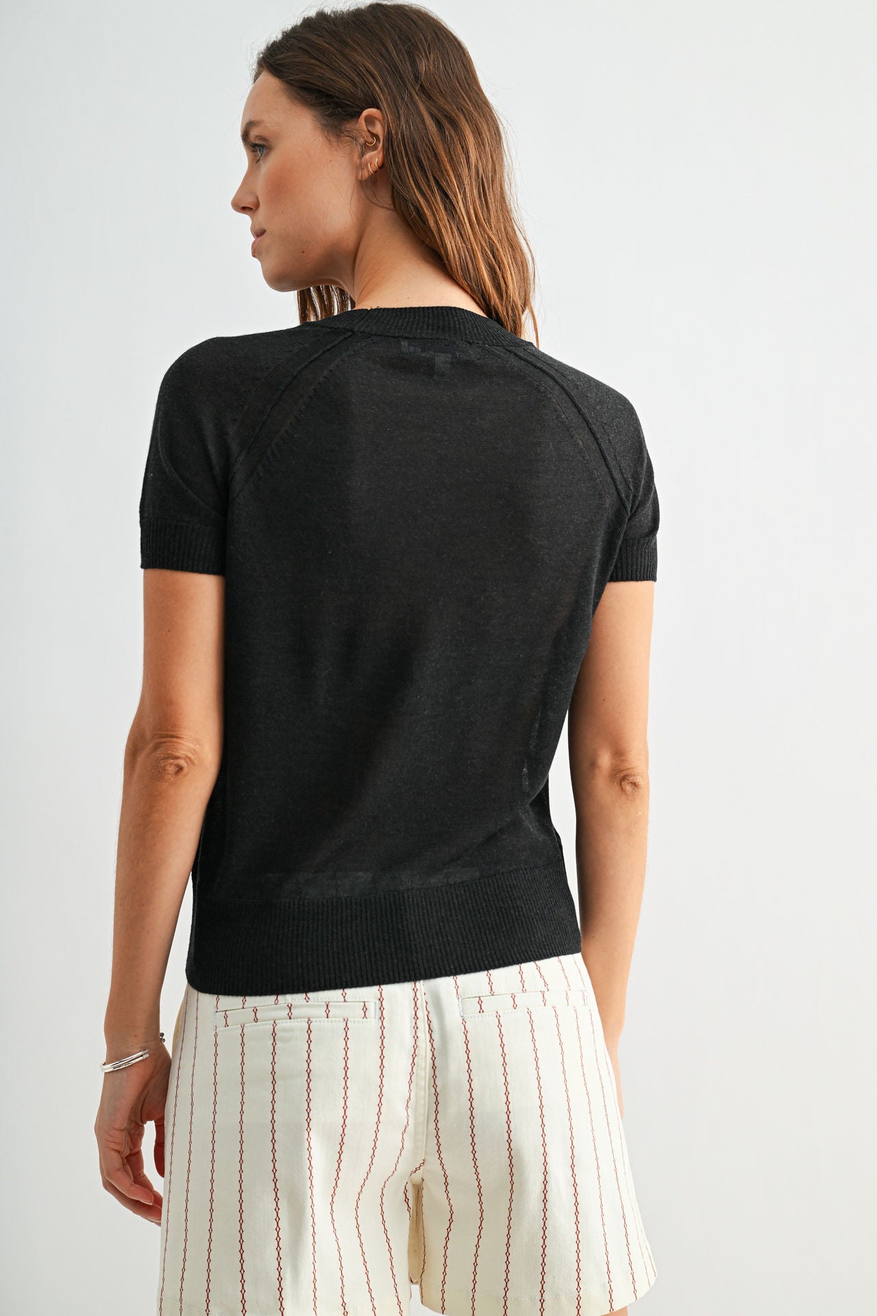 Black Short Sleeve Sweater