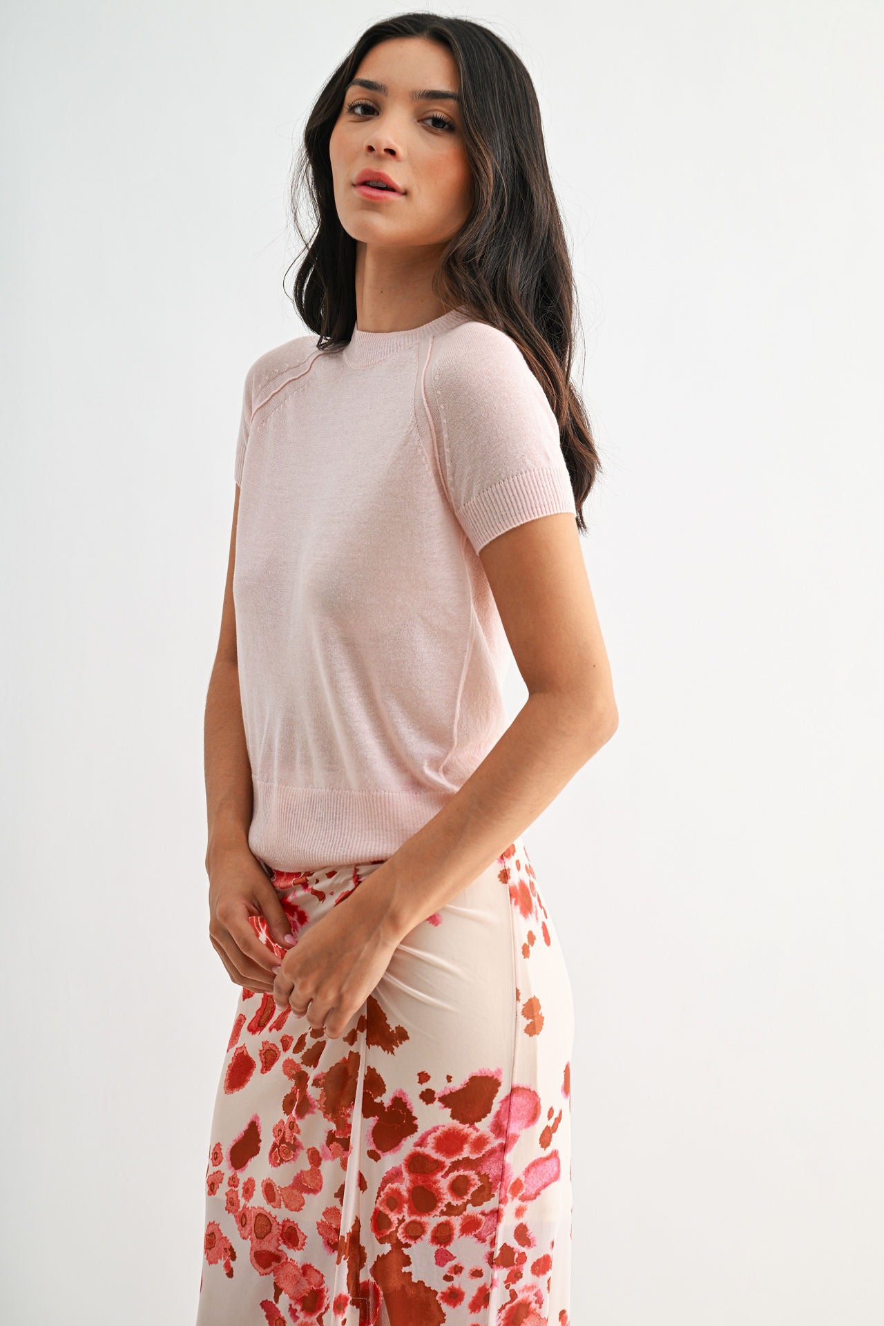 Pink Short Sleeve Sweater
